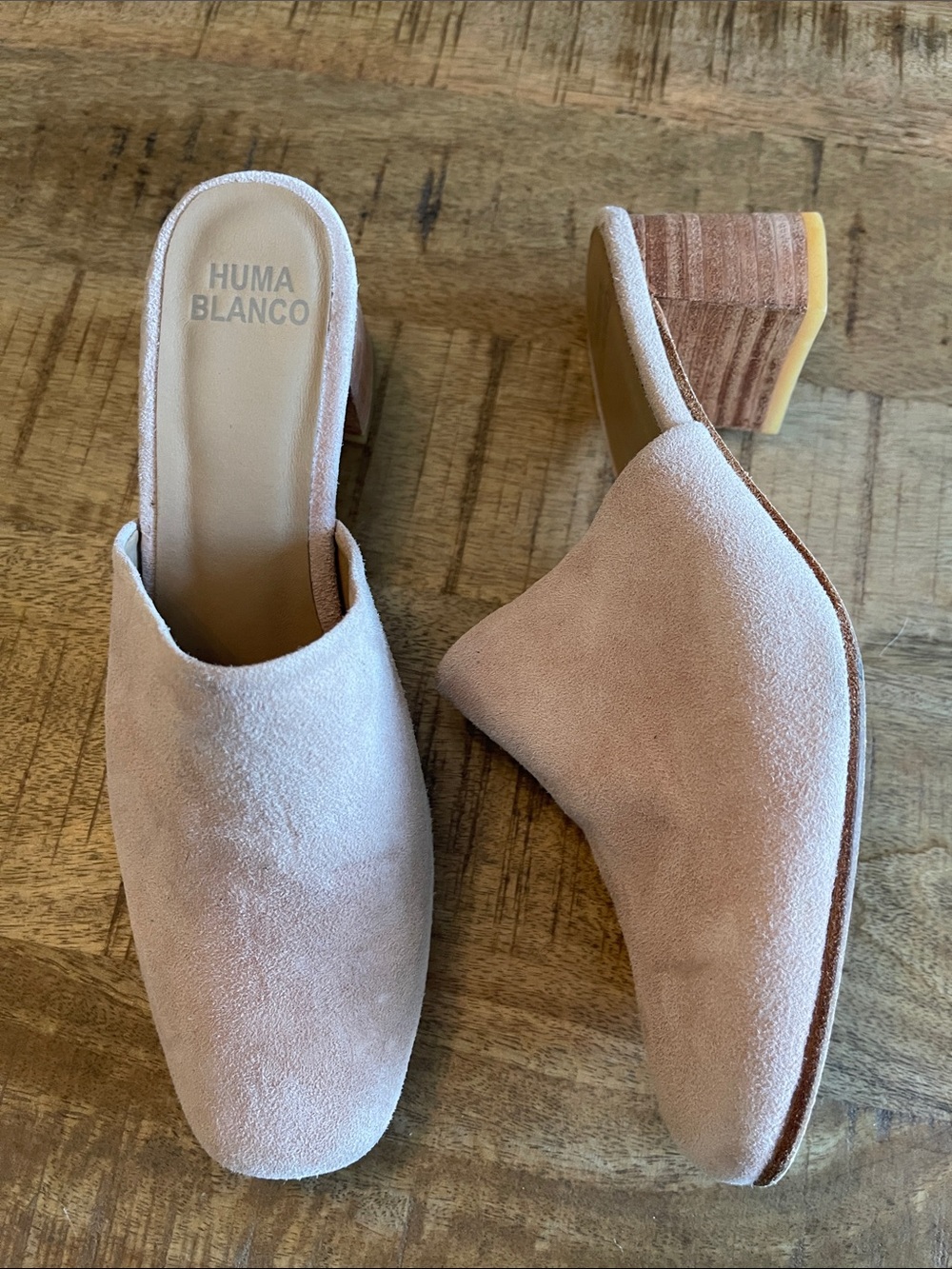 Anthropologie Huma Blanco Suede Mule size 37 Pink US7
